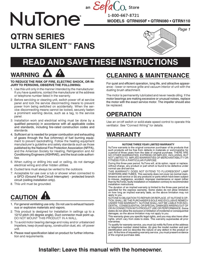 NuTone ULTRA SILENT QTRN050F User manual