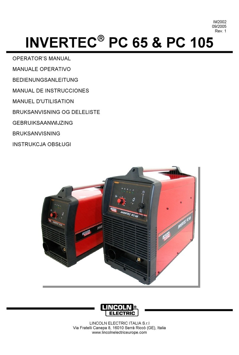 Lincoln Electric INVERTEC PC 65 Operator's manual Lincoln Electric INVERTEC PC 65 Operator's manual