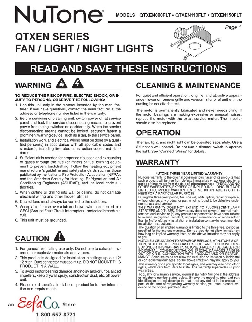 NuTone QTXEN080FLT User manual