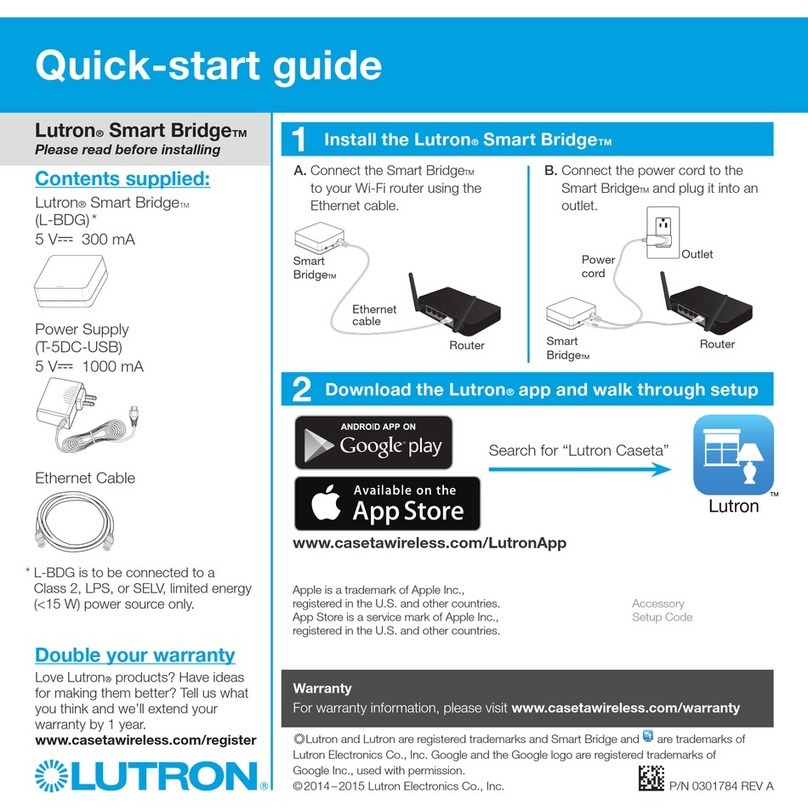 Lutron Electronics Smart Bridge quick start guide