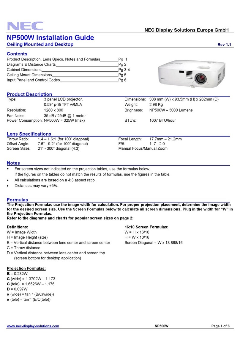 NEC NO500W User manual