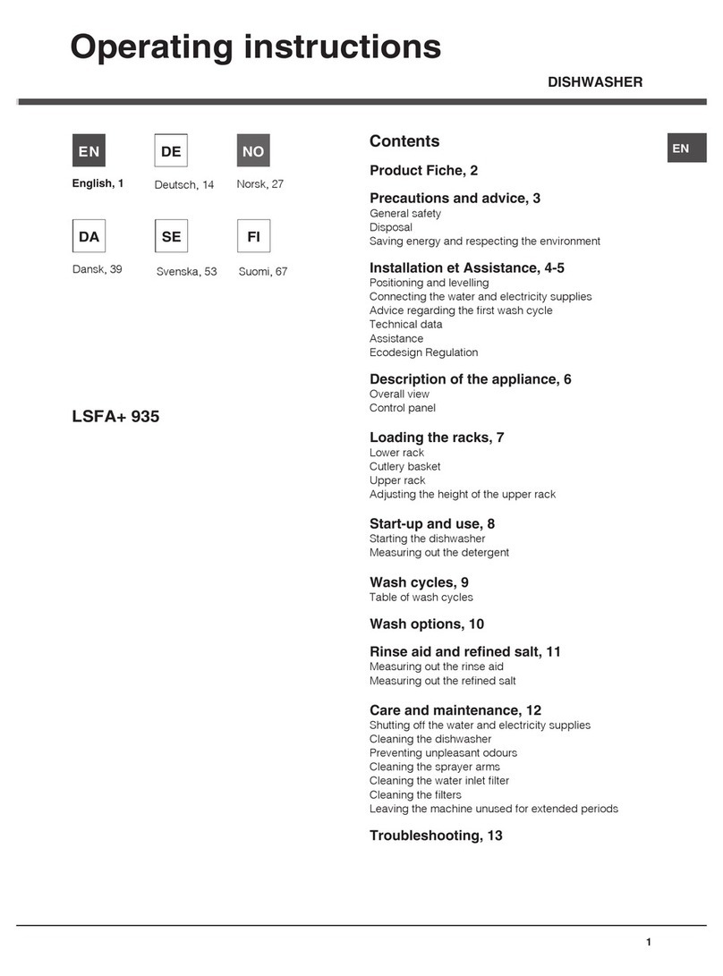 Hotpoint LSFA+ 935 operating instructions