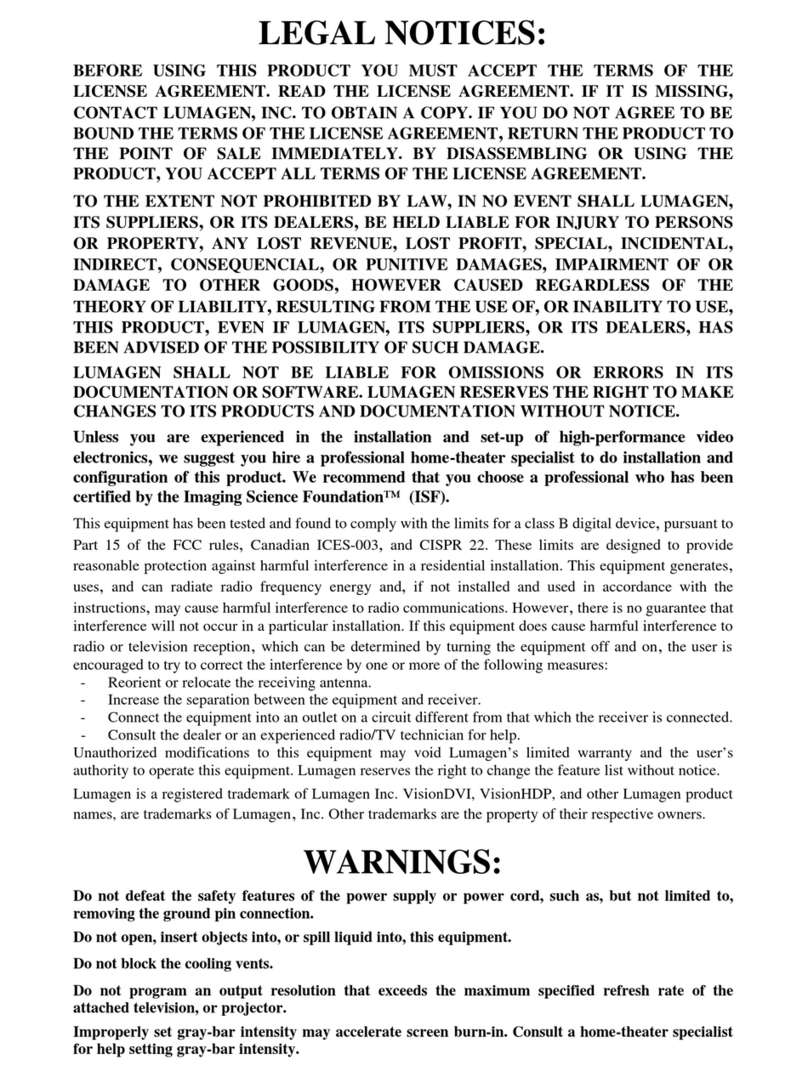Lumagen Vision DVI Instructions for use