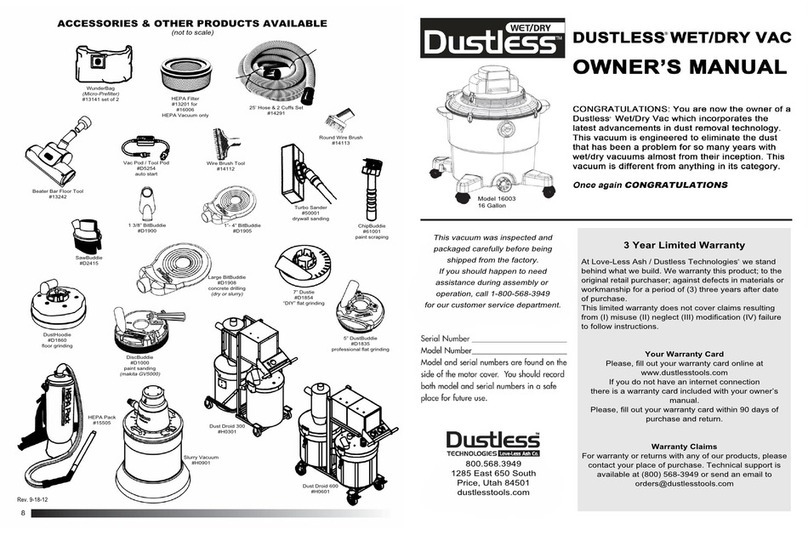 Dustless 16003 owner's manual
