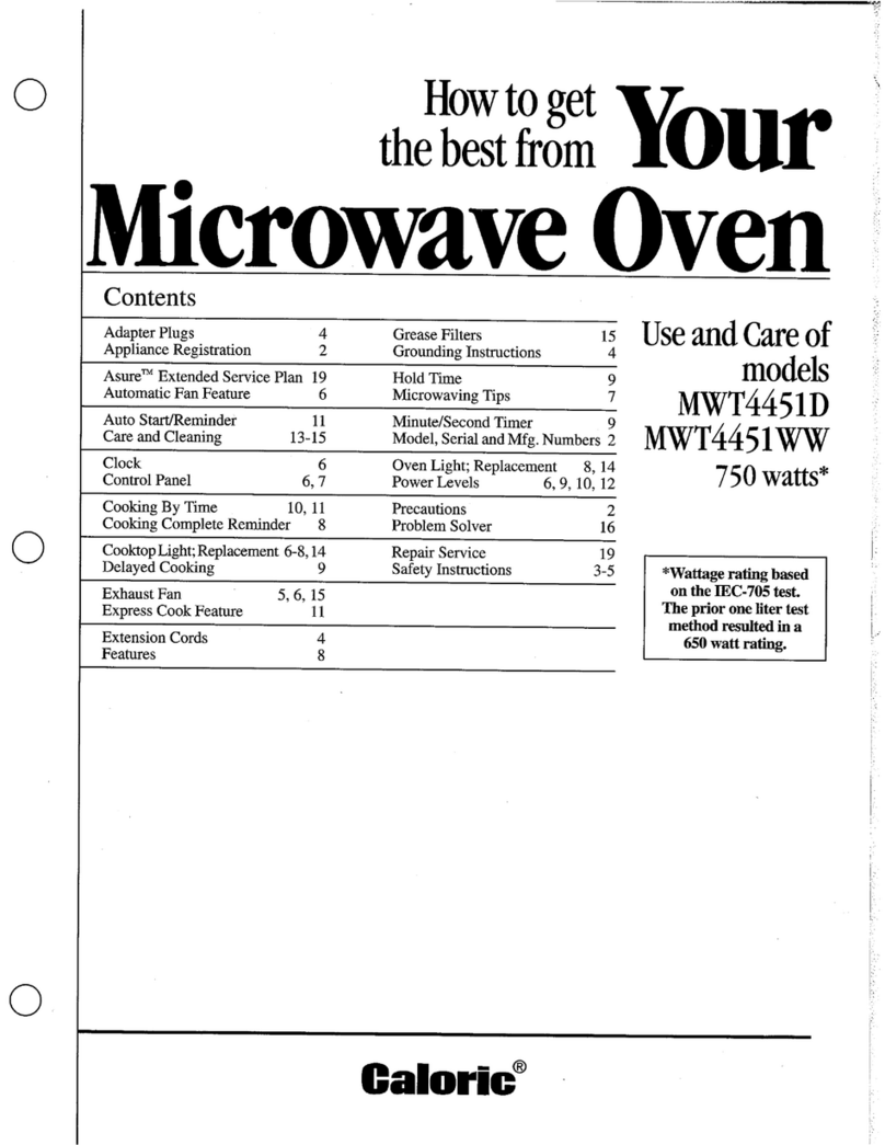 Caloric MWT4451D Specification sheet