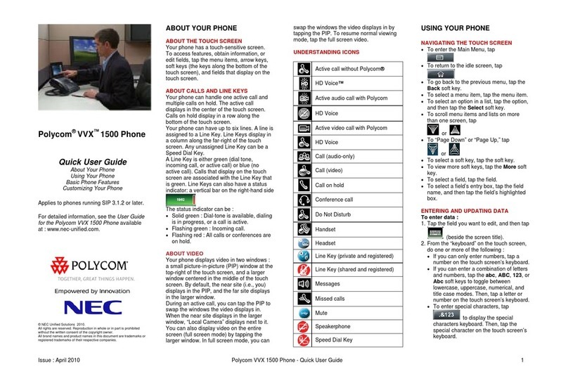 NEC polycom VVX 1500 Instruction manual