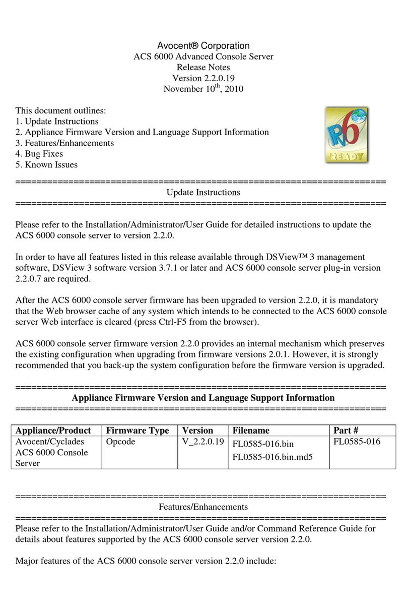 Avocent ACS 6000 Release notes
