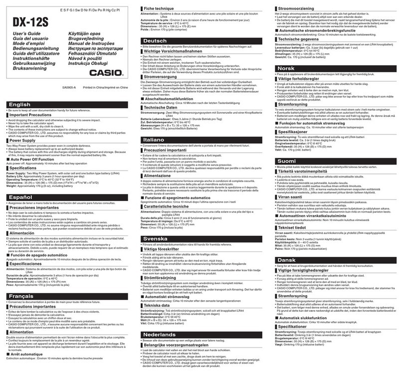 Casio DX-12S User manual Casio DX-12S User manual