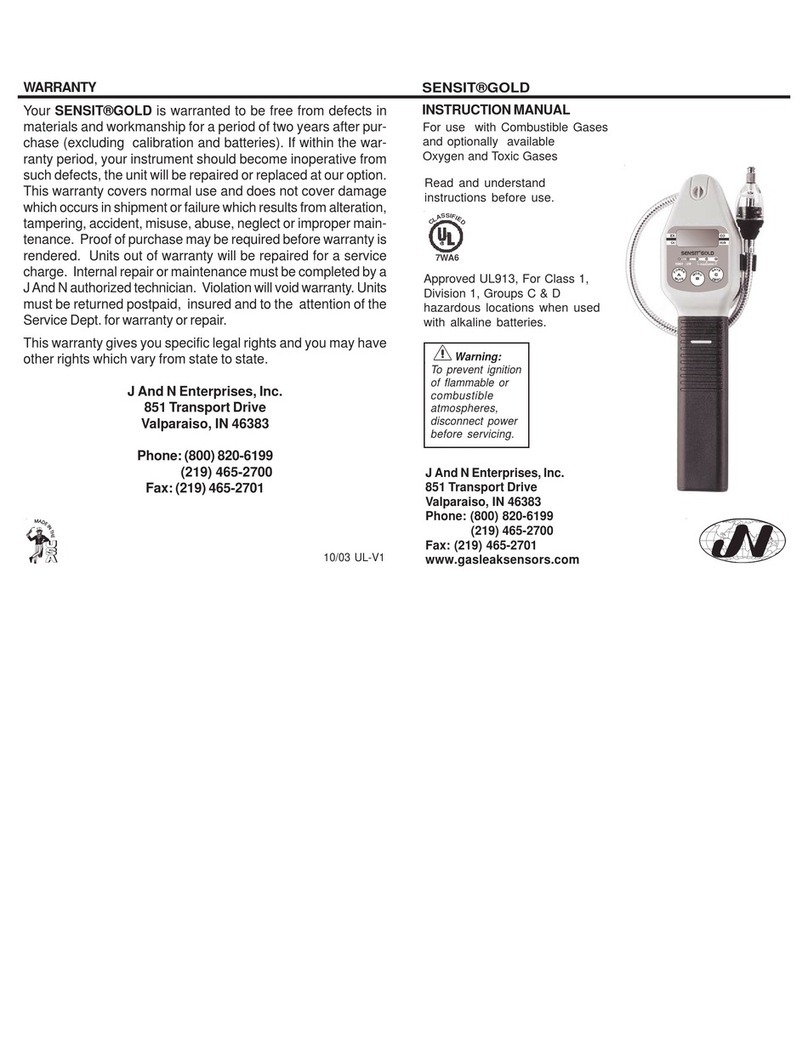 J And N SENSIT GOLD instruction manual