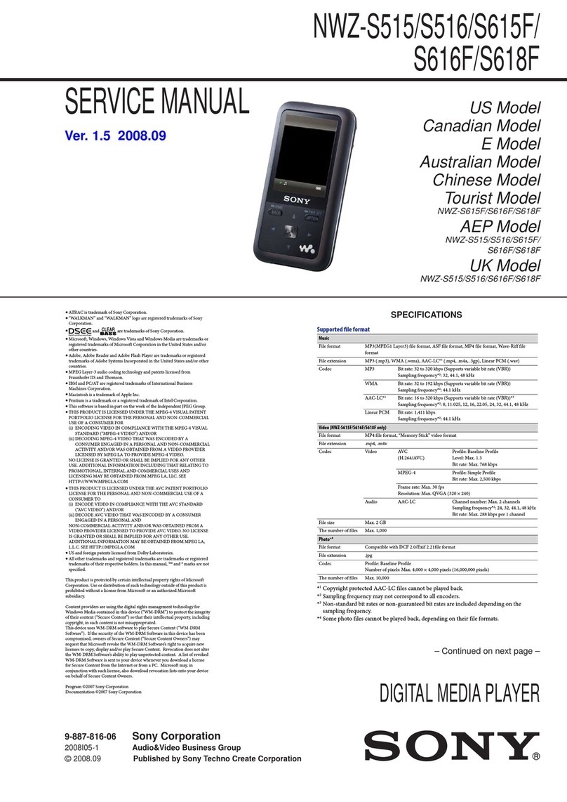 Sony NWZ-S515 Service manual