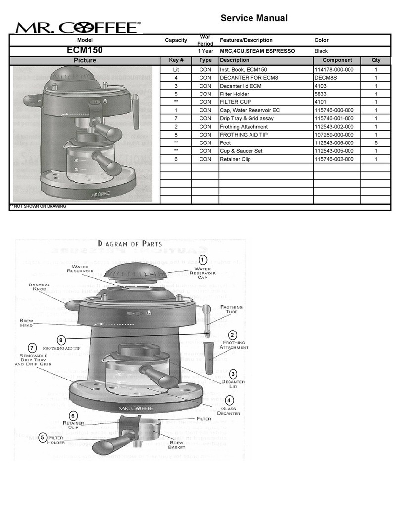 Mr. Coffee ECM150 Service manual