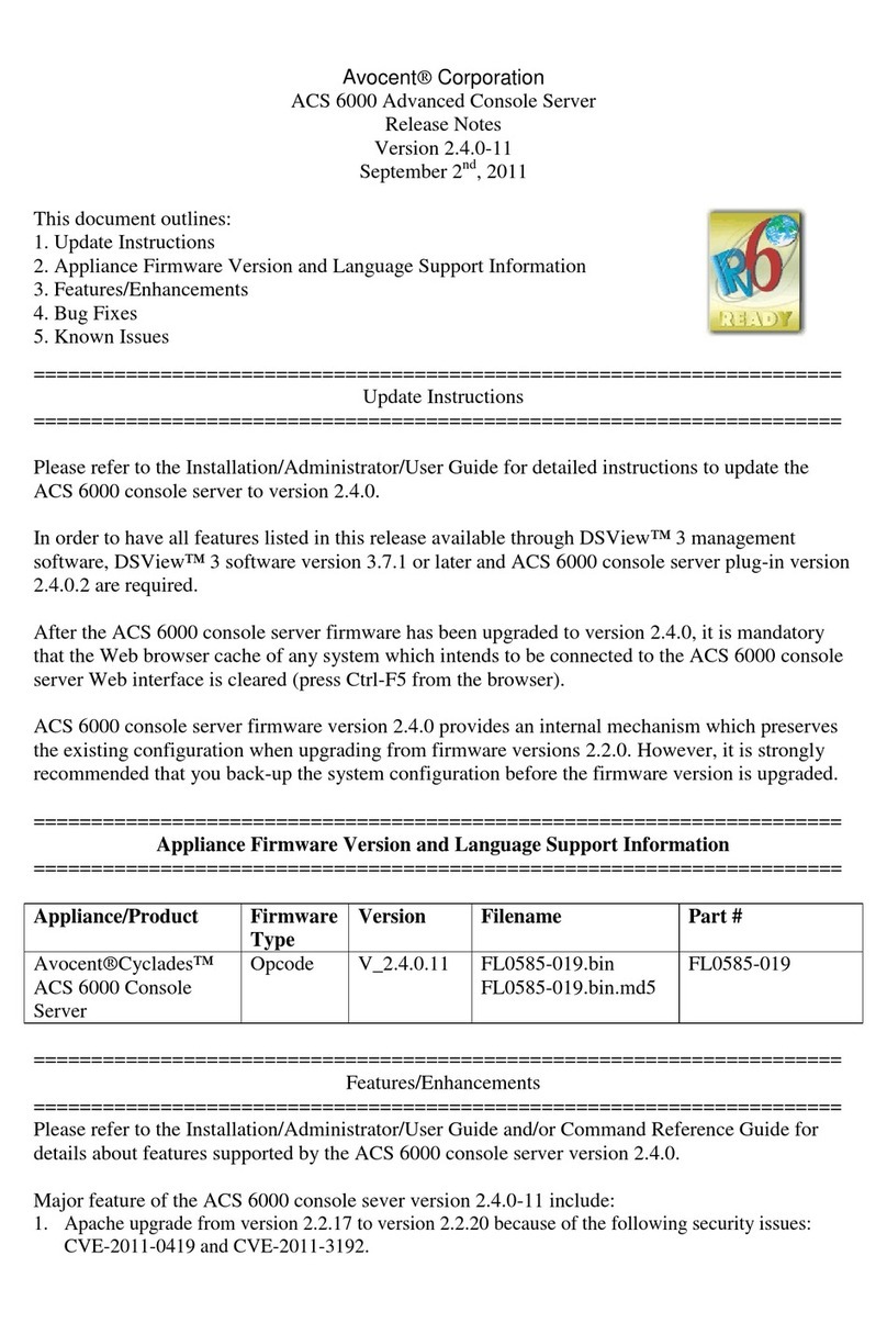 Avocent ACS 6000 Release notes