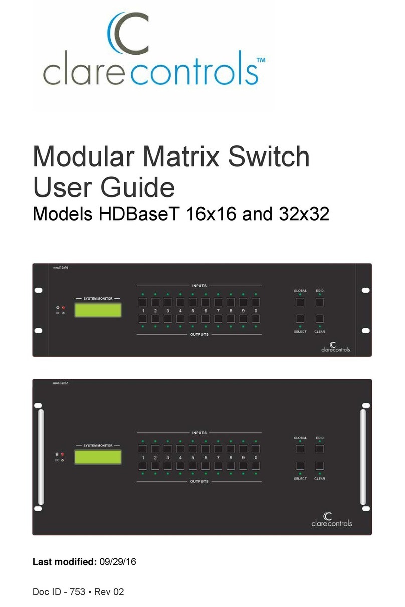 Clare Controls HDBaseT 16x16 user guide