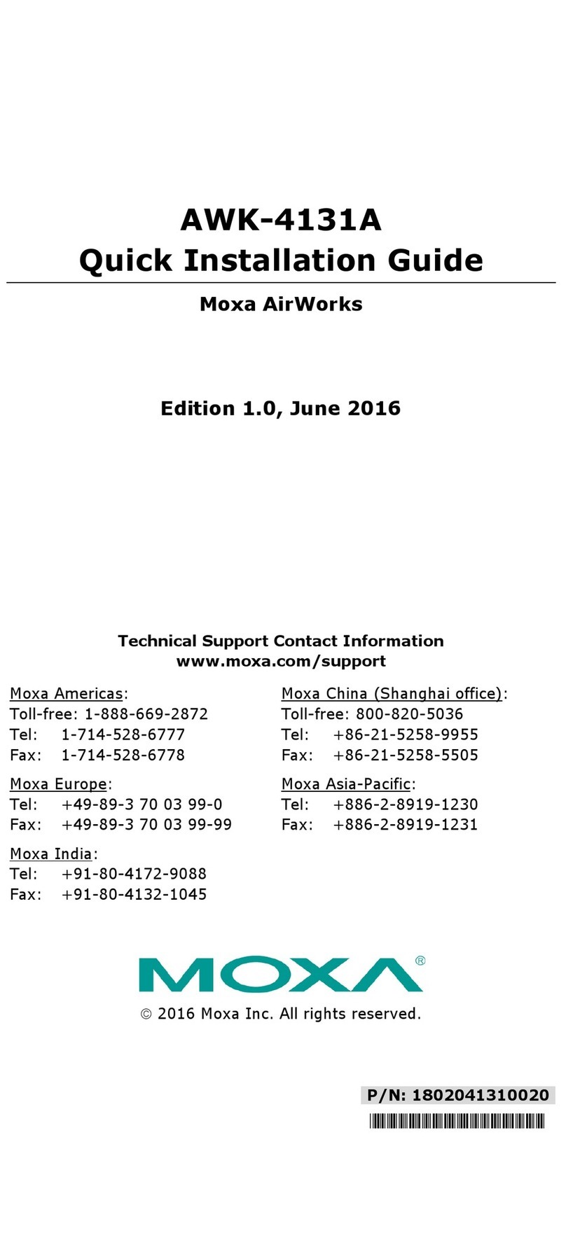Moxa Technologies AirWorks AWK-4131A User manual