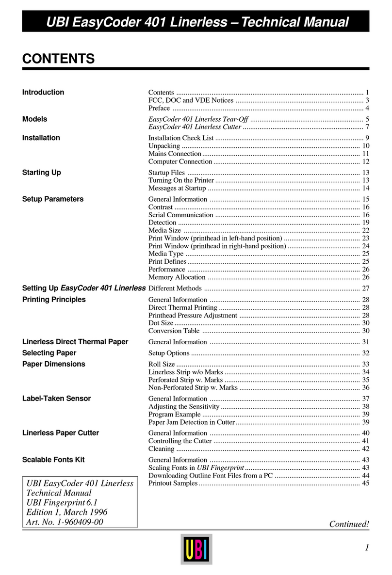 UBI EasyCoder 401 Linerless User manual