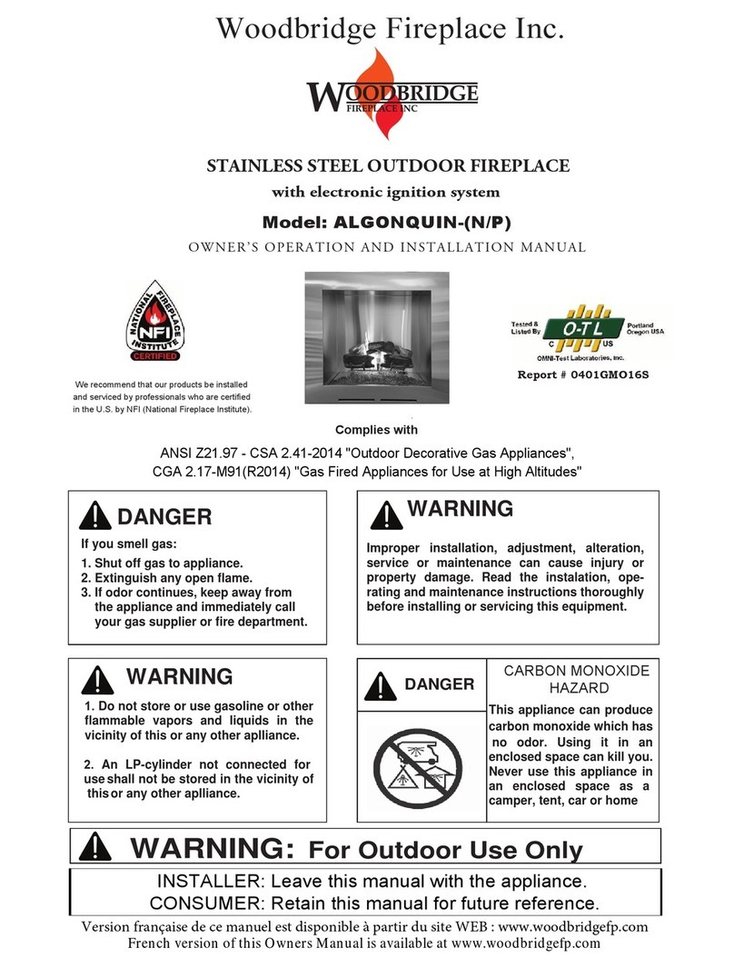 Woodbridge Fireplace ALGONQUIN-N OWNER'S OPERATION AND INSTALLATION MANUAL