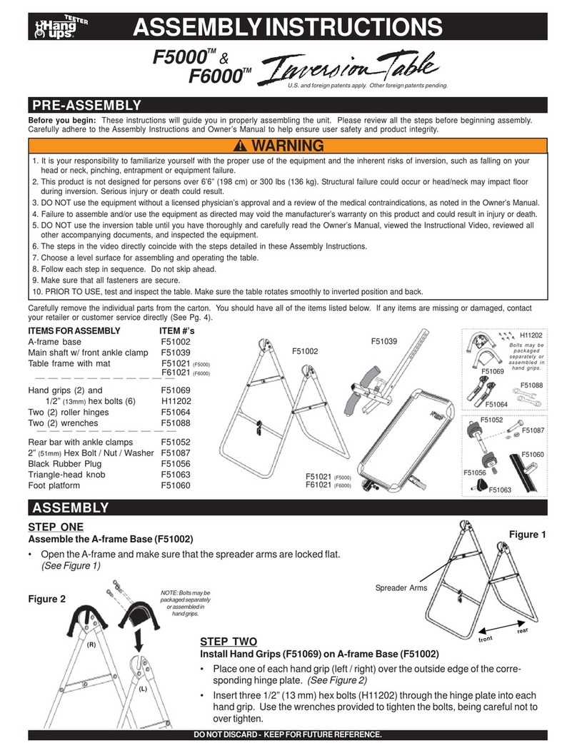 Teeter Hang Ups F5000 User manual