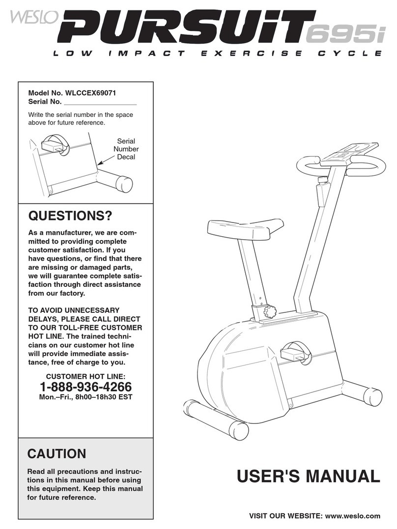 Weslo PERSUIT 695i user manual