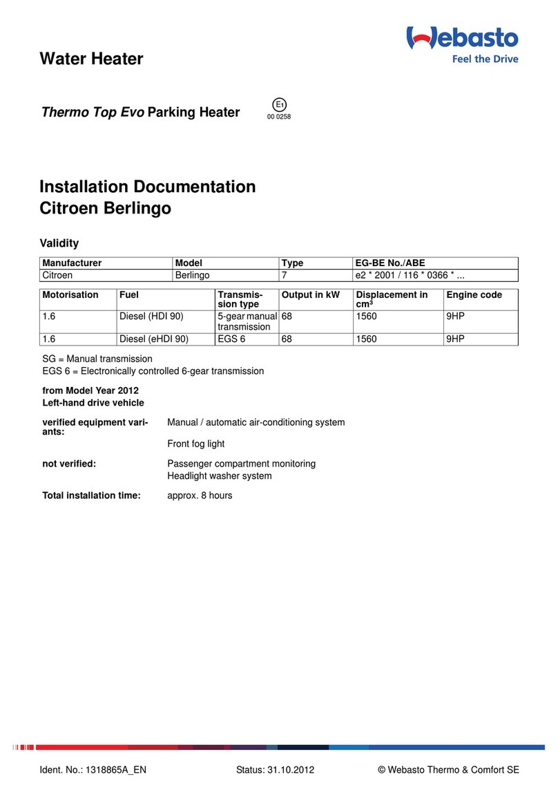 Webasto thermo top evo Installation documentation