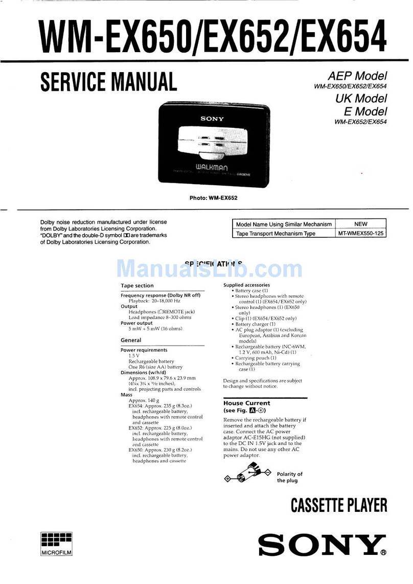 Sony WM-EX650 User manual