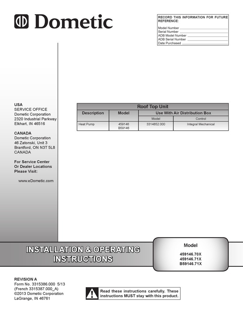 Dometic 459146.70X Installation & operating instructions
