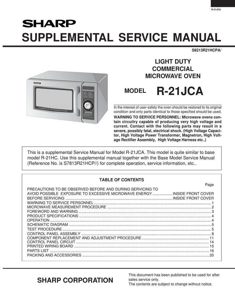 Sharp R21JCA - Commercial Microwave Oven User manual