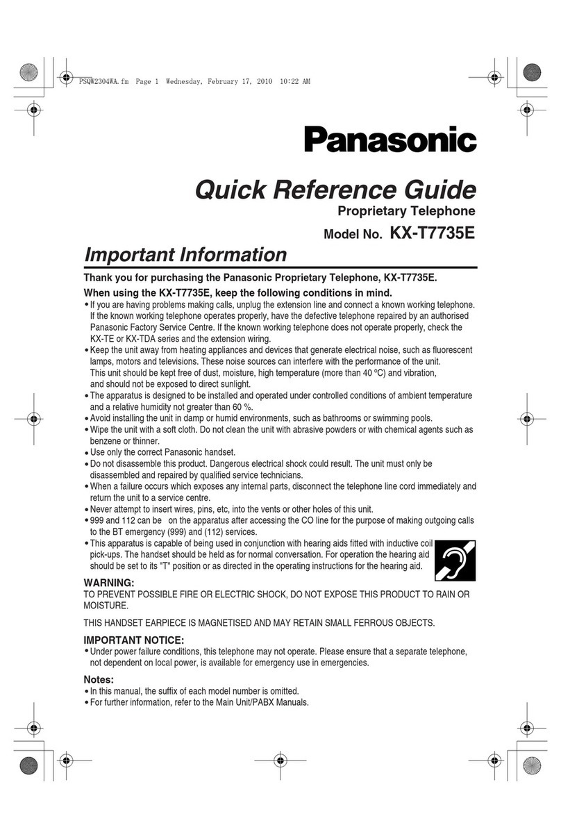Panasonic KX-T7735E Quick reference guide