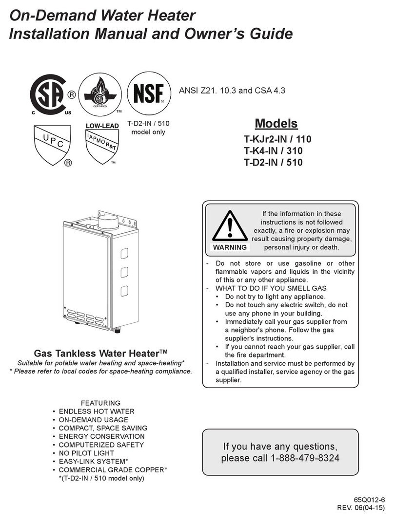 Takagi T-KJr2-IN / 110 Installation manual and owner's guide