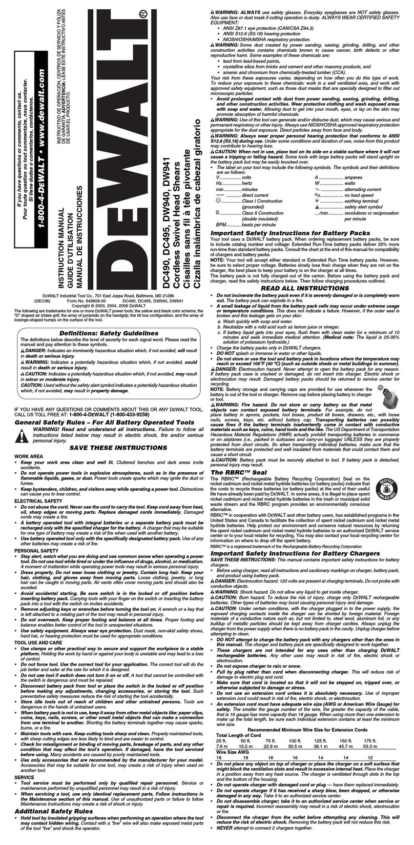 DeWalt DC490 instruction manual