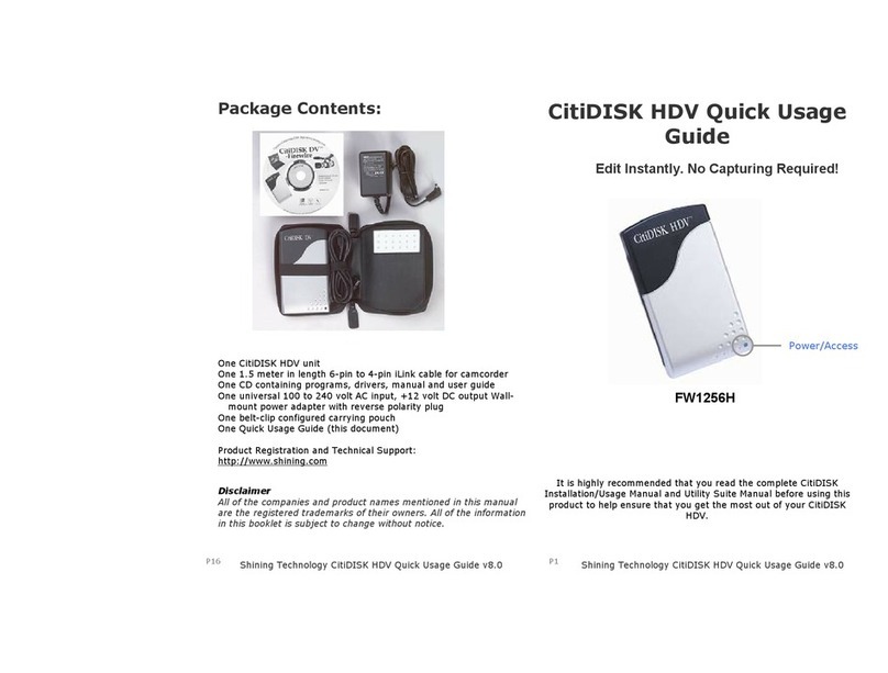 Shining Technology CitiDISK HDV FW1256H Quick usage guide