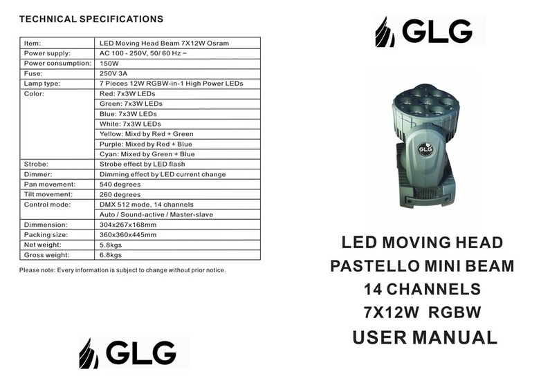 GLG LED Moving Head Beam 7X12W Osram user manual