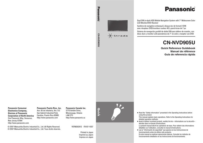 Panasonic CN-NVD905U - Strada - Navigation System Quick reference guide