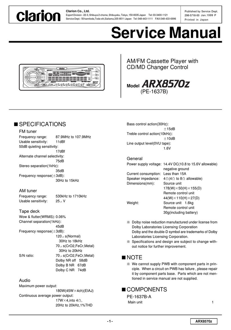 Clarion ARX850z Service manual