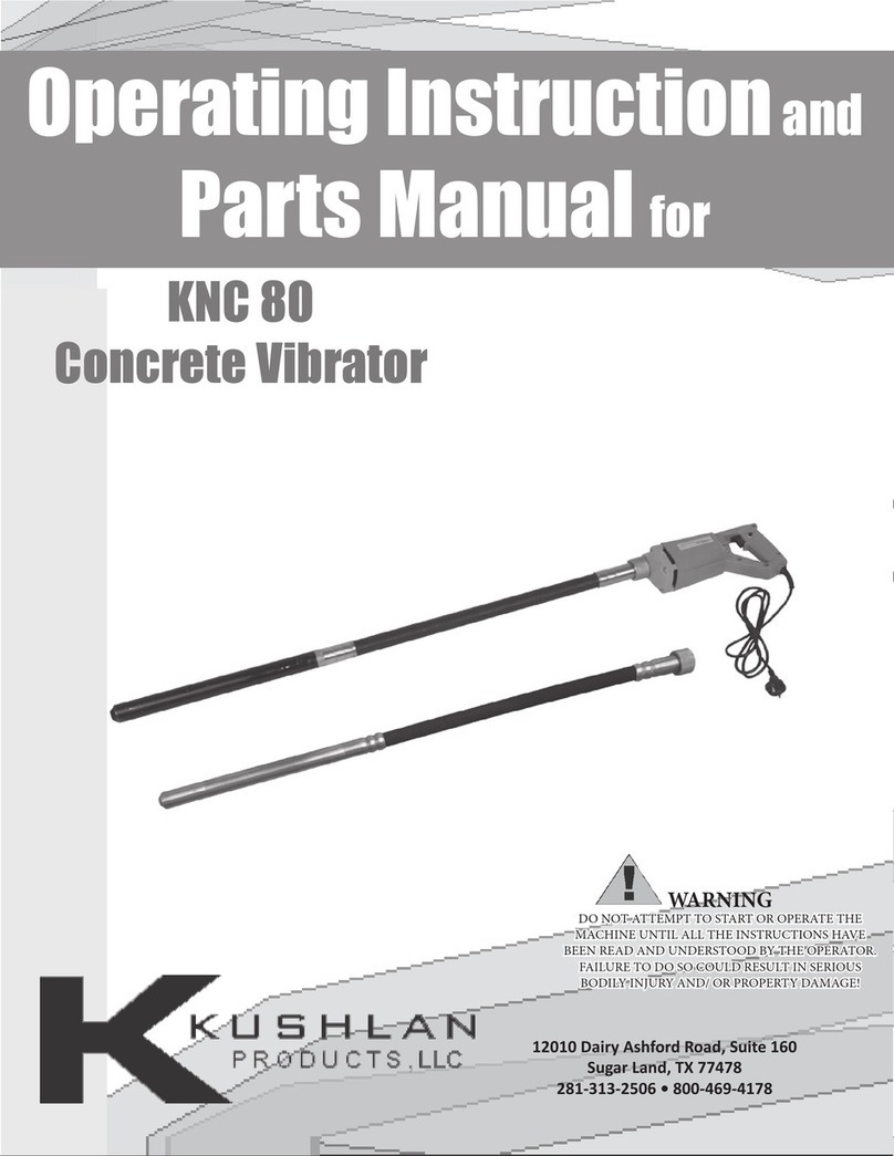 Kushlan KNC 80 Operating instructions and parts manual