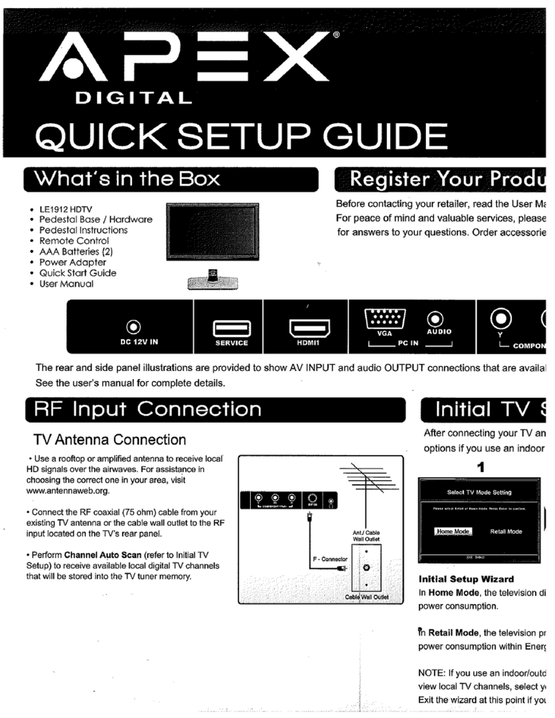 Apex Digital LE1912 Quick setup guide