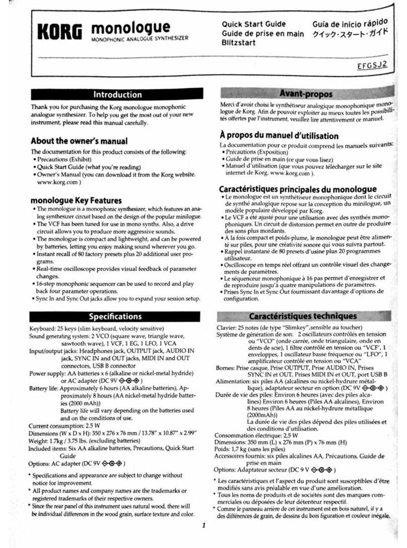 Korg MONOLOGUE User manual