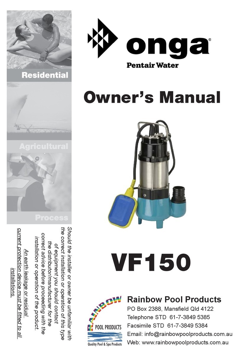 Pentair ONGA VF150 owner's manual