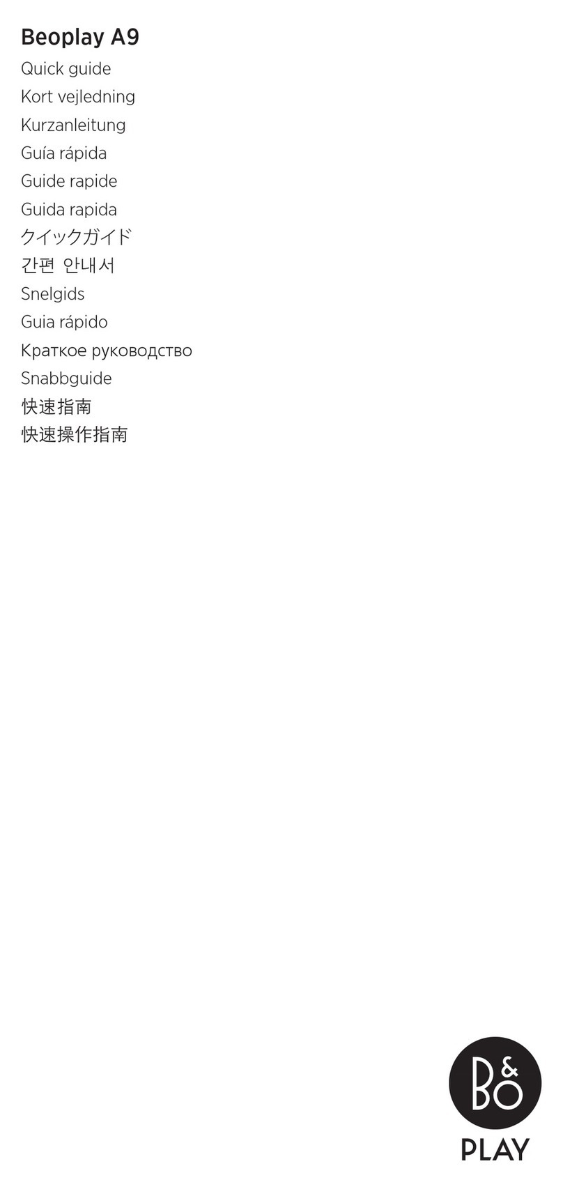 BeoPlay A9 quick guide
