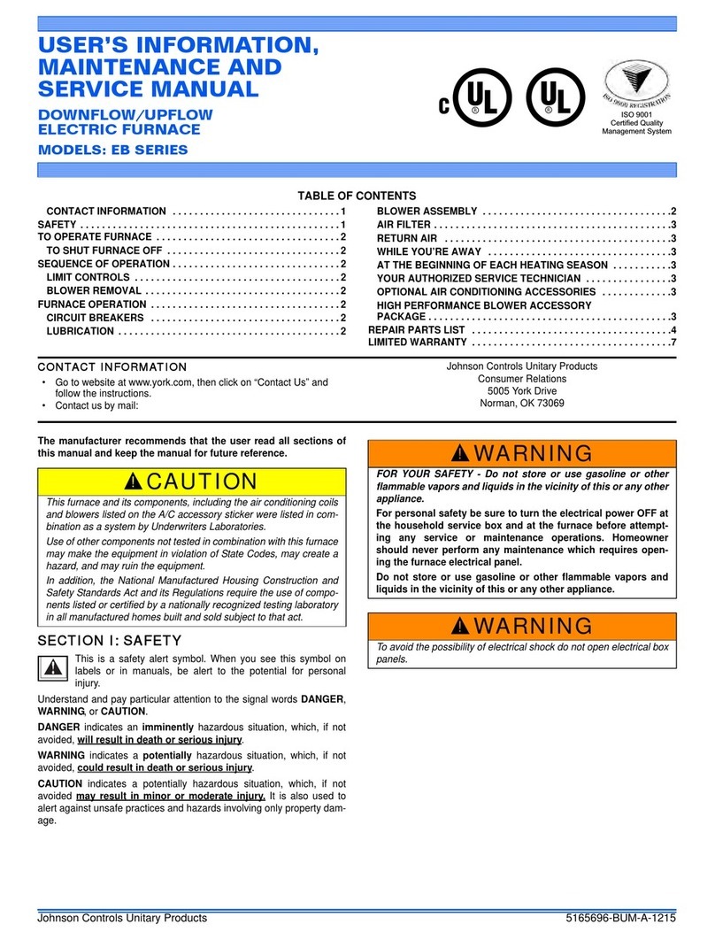 Johnson Controls Unitary Products EB10F Operating instructions