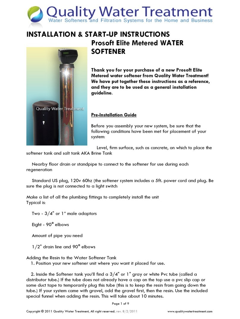Quality Water Treatment Prosoft Elite installation instructions Quality Water Treatment Prosoft Elite installation instructions