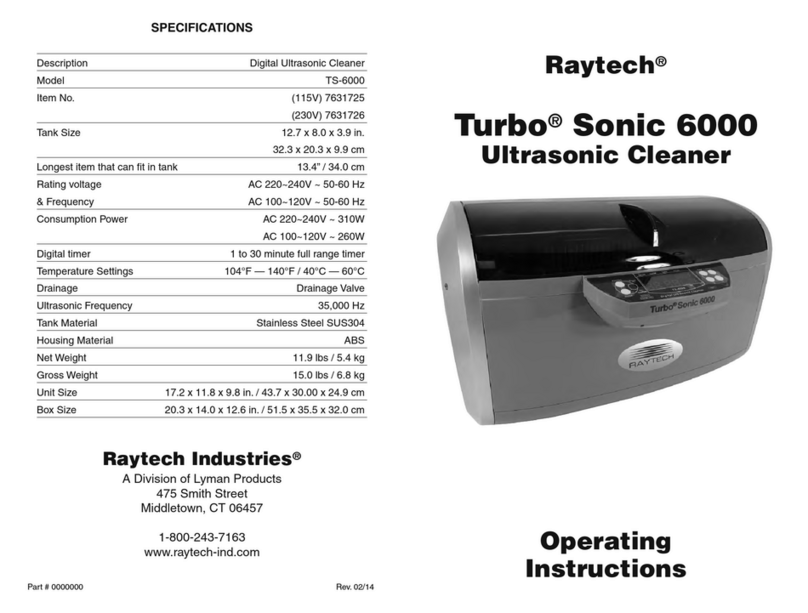 Raytech Turbo Sonic 6000 operating instructions