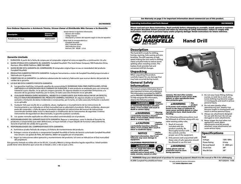 Campbell Hausfeld DG190300CK User manual