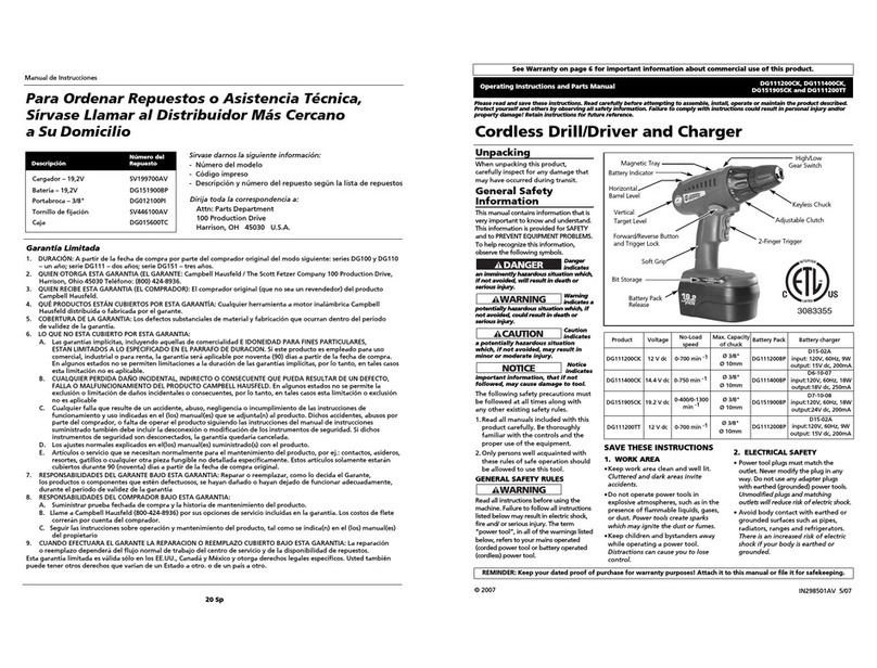 Campbell Hausfeld DG111400CK Service manual