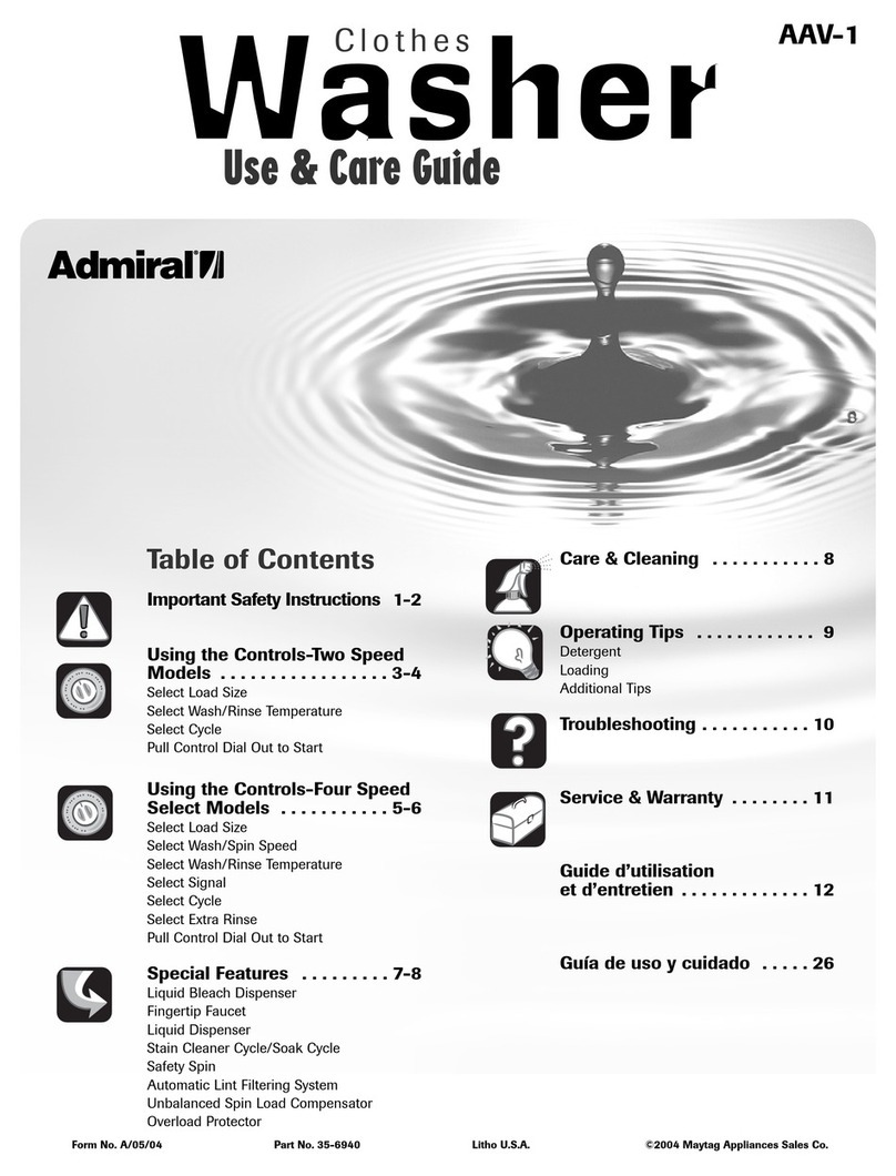 Admiral AAV-1 Use & care guide Admiral AAV-1 Use & care guide
