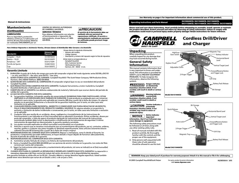 Campbell Hausfeld DG100600CD Operating instructions and parts manual Campbell Hausfeld DG100600CD Operating instructions and parts manual