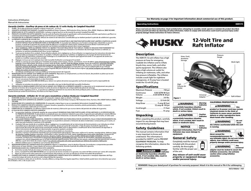 Husky HDR175 User manual