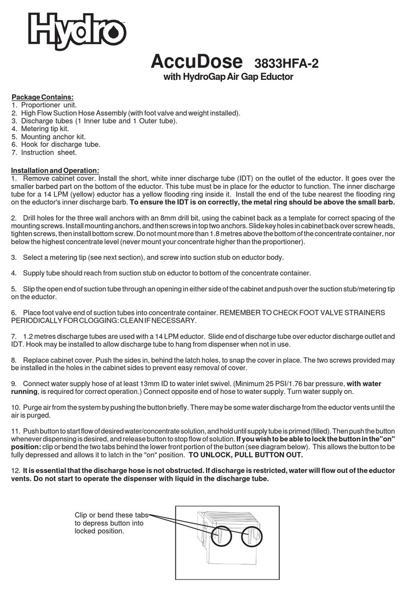 Hydro AccuDose 3833HFA-2 Quick user guide