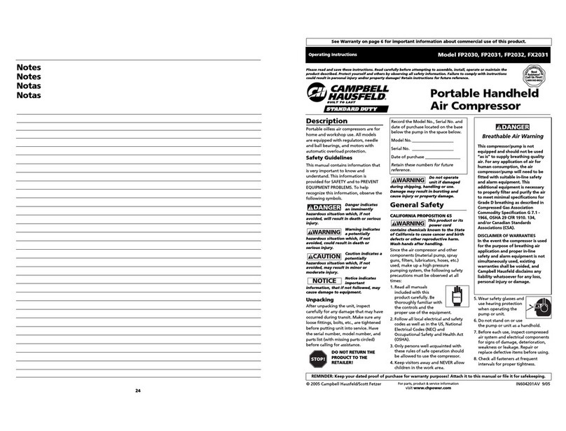 Campbell Hausfeld FP2030 operating instructions