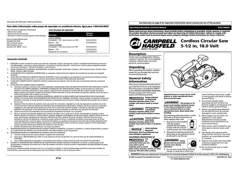Campbell Hausfeld DG311800AV Operating instructions and parts manual Campbell Hausfeld DG311800AV Operating instructions and parts manual