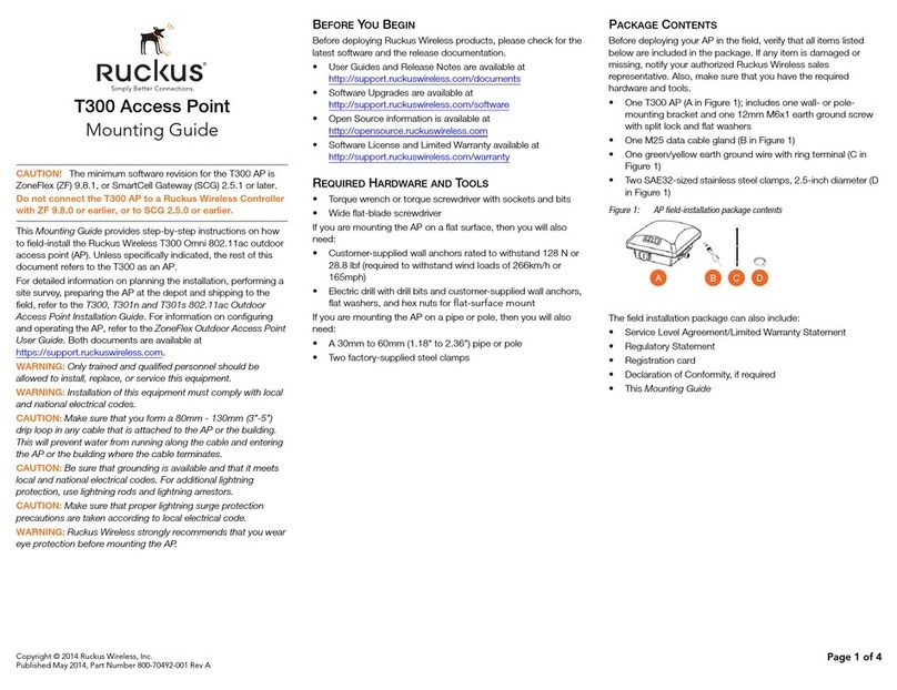 Ruckus Wireless T300 Installation instructions manual